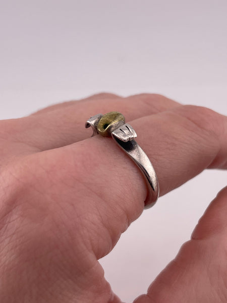size 7.5 sterling silver & brass ring