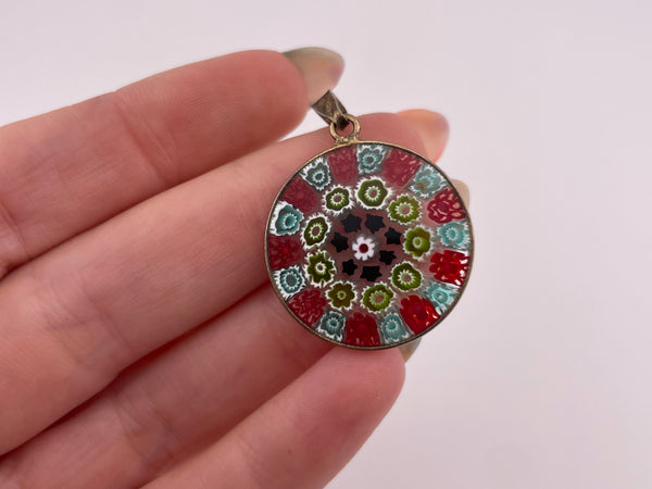 sterling silver Millefiori glass pendant