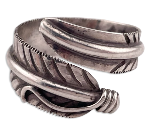 size 8.75 sterling silver feather bypass ring