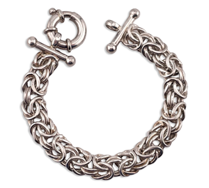 sterling silver 7 5/8" chunky byzantine chain link bracelet