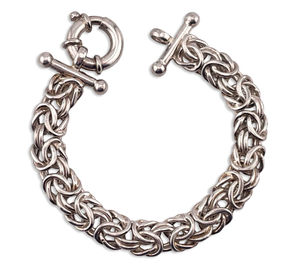 sterling silver 7 5/8" chunky byzantine chain link bracelet