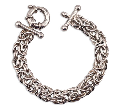 sterling silver 7 5/8" chunky byzantine chain link bracelet