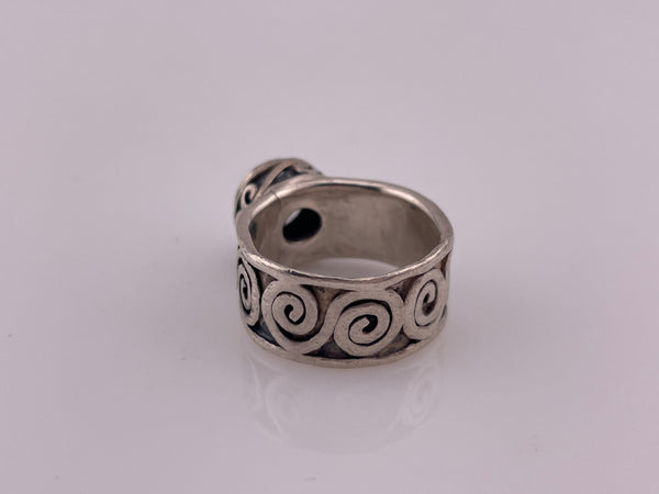 size 6.5 sterling silver chunky swirl band rhinestone ring