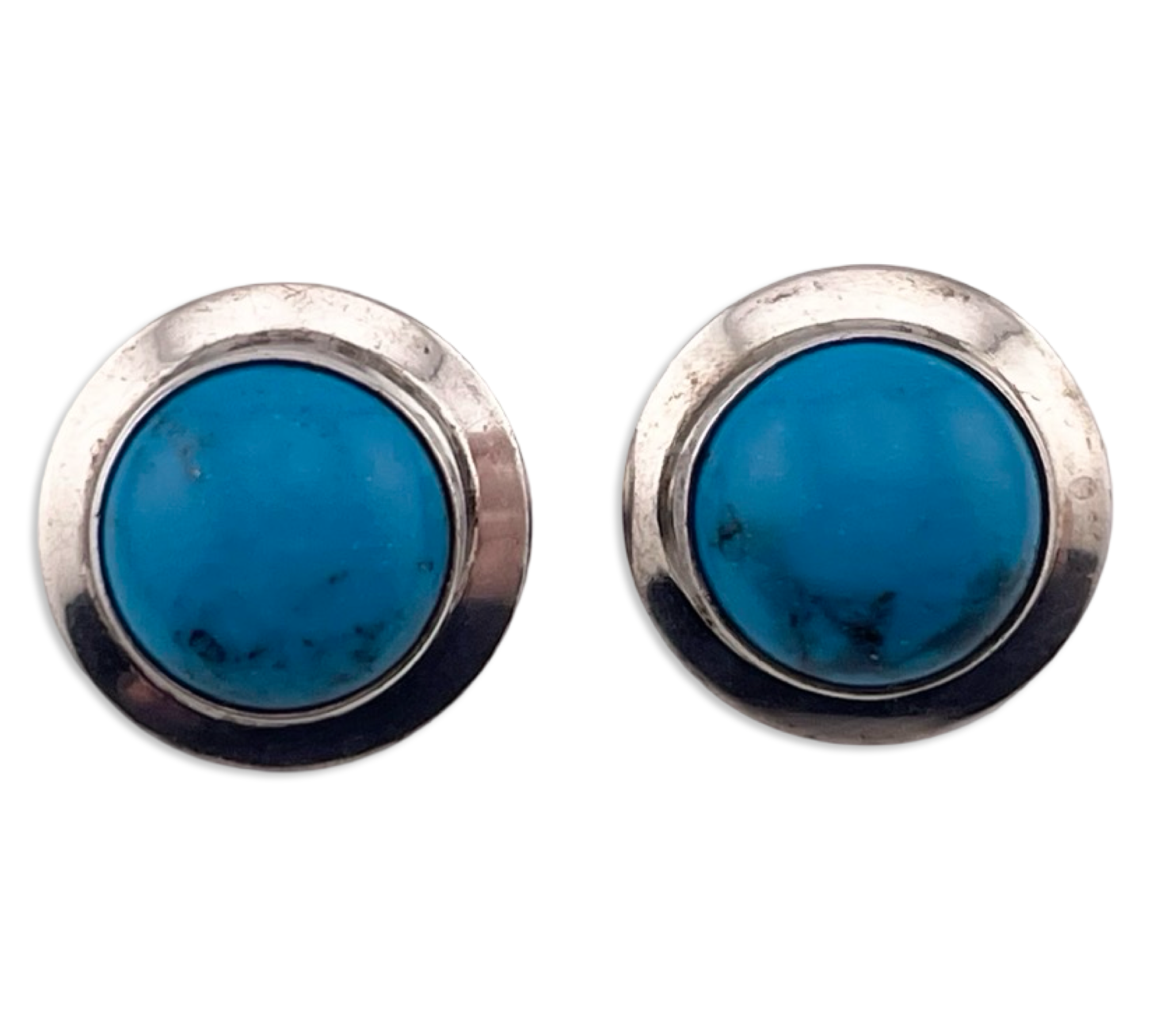 sterling silver stabilized turquoise round post earrings