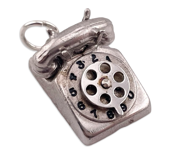 sterling silver rhodium plated "I Love U" telephone pendant