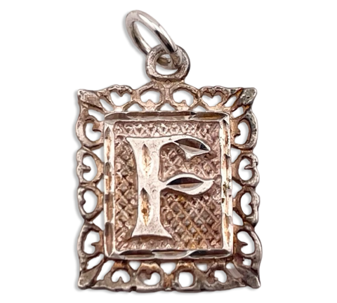 sterling silver F letter initial pendant