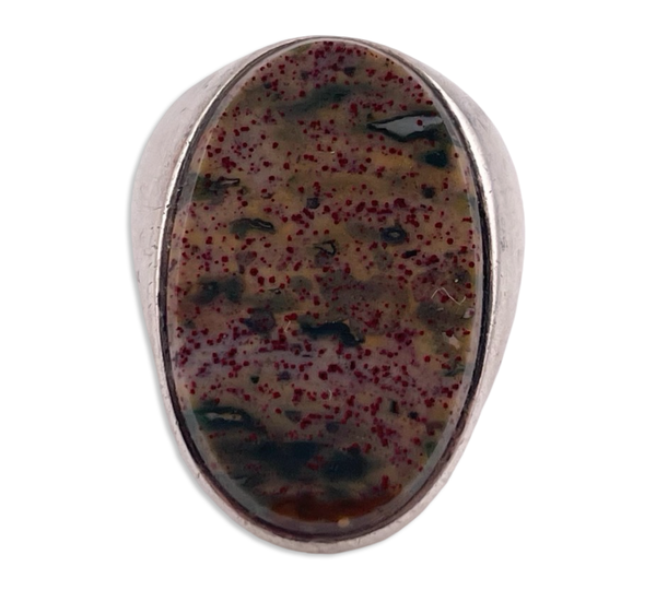 size 5.75 adjustable band 800 silver chunky jasper ring