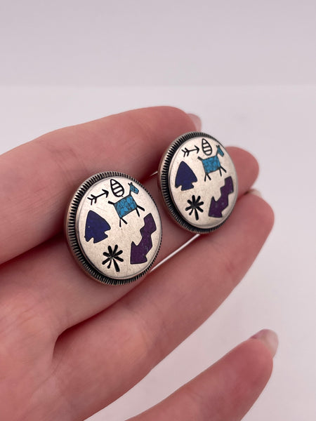 sterling silver Carolyn Pollack crushed multi-stone post earrings