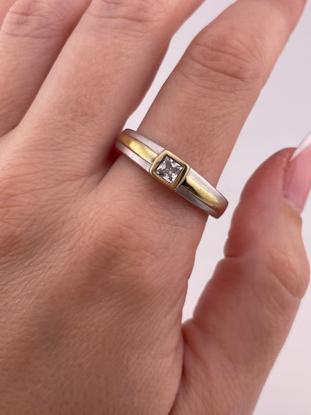 size 12 sterling silver gold wash rhinestone ring