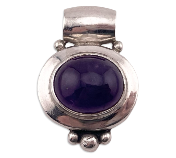 sterling silver chunky heavy amethyst pendant