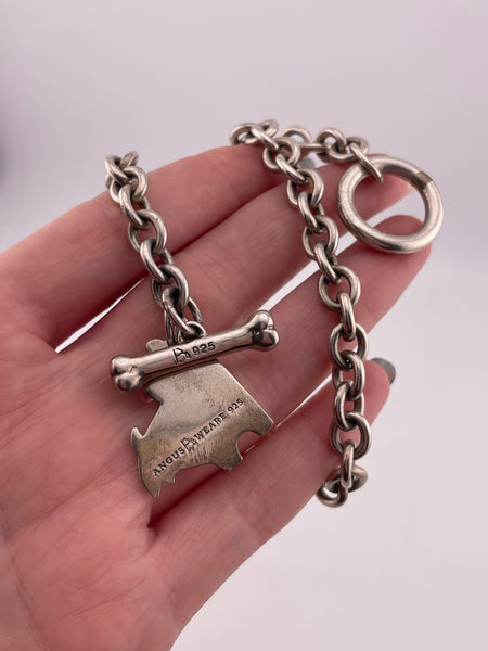 sterling silver 11 1/4" chain link charm dog collar