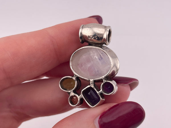 sterling silver rainbow moonstone amethyst iolite citrine peridot pendant