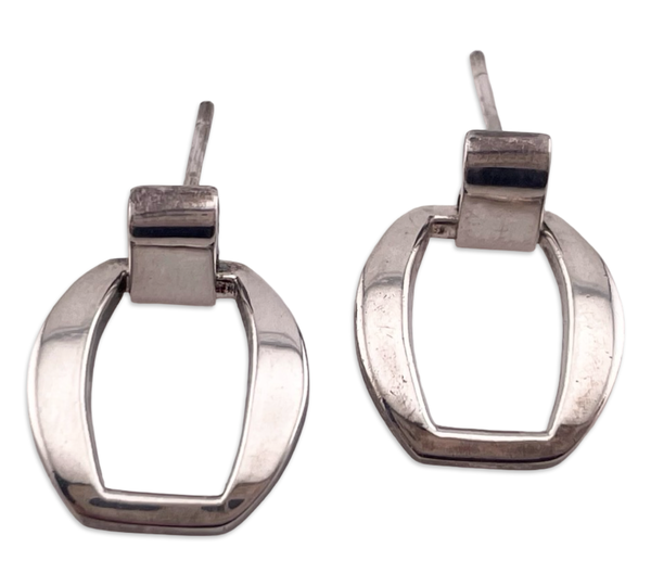 sterling silver rounded rectangle door-knocker post earrings