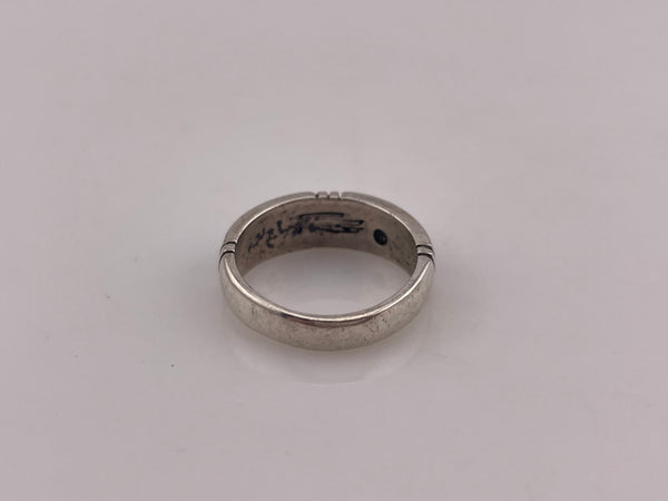 size 7.25 sterling silver Ray Tracey lapis coral inlay band ring