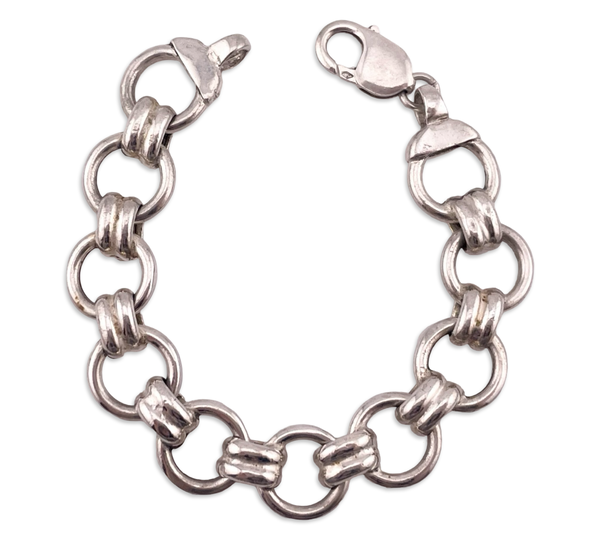 sterling silver 7 7/8" chunky circle chain link bracelet