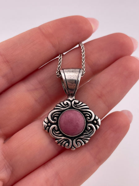 sterling silver rhodonite pendant necklace