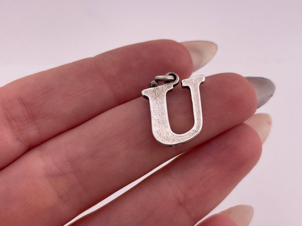 sterling silver 'U' letter initial pendant