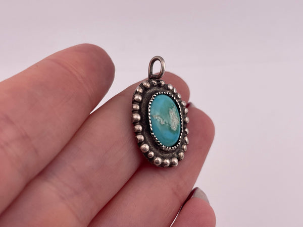 sterling silver rustic turquoise pendant