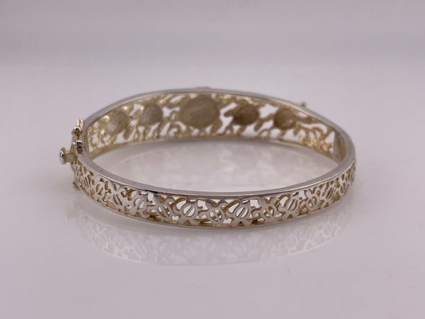 sterling silver gold plated 7 5/8" sea turtle hinge bangle bracelet