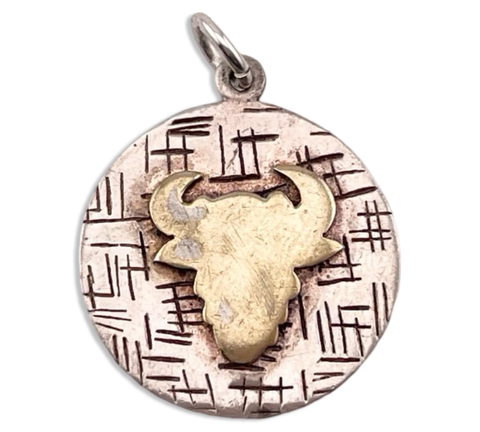 sterling silver & gold plated Taurus bull zodiac sign pendant