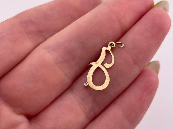 14k yellow gold diamond letter initial 'J' pendant