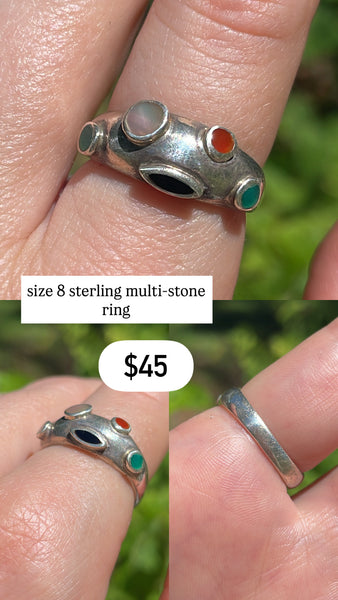 RESERVED PRIVATE LISTING -- sterling silver multi-stone ring A2