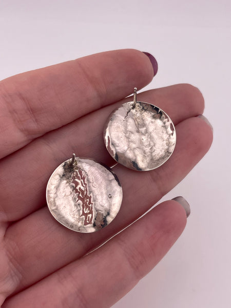 sterling silver hammered disc post earrings