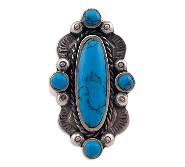 size 8.75 sterling silver synthetic turquoise ring ***AS IS***