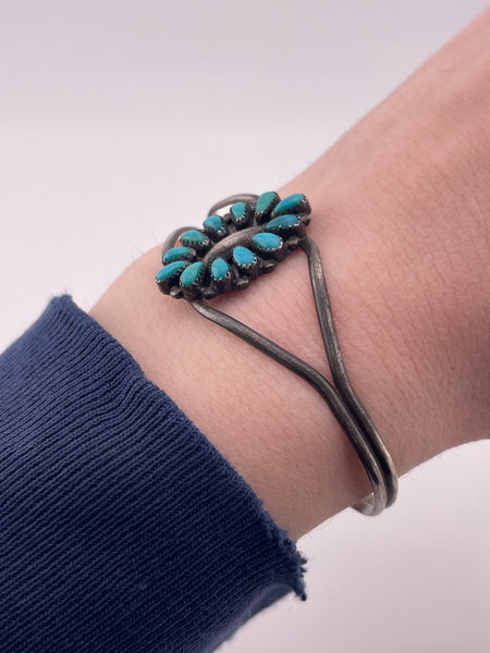 sterling silver turquoise cluster cuff bracelet