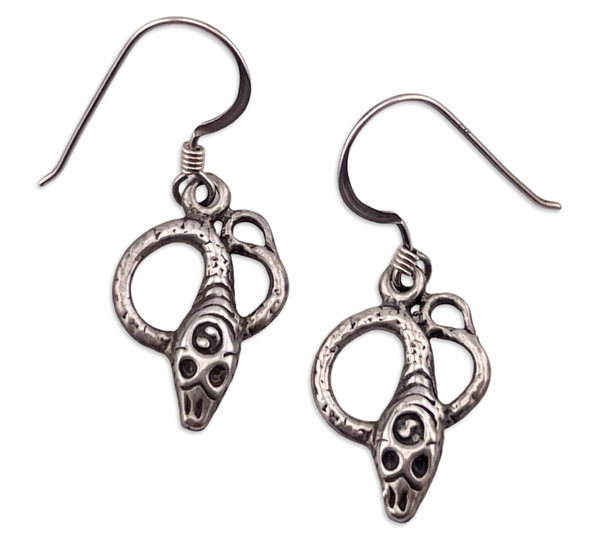 sterling silver snake dangle hook earrings