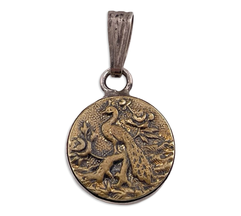 sterling silver & brass peacock pendant