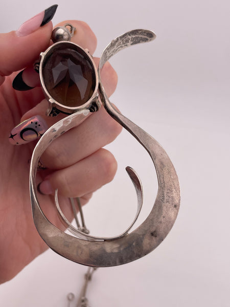 sterling silver rare Aaron Rubenstein smokey topaz necklace