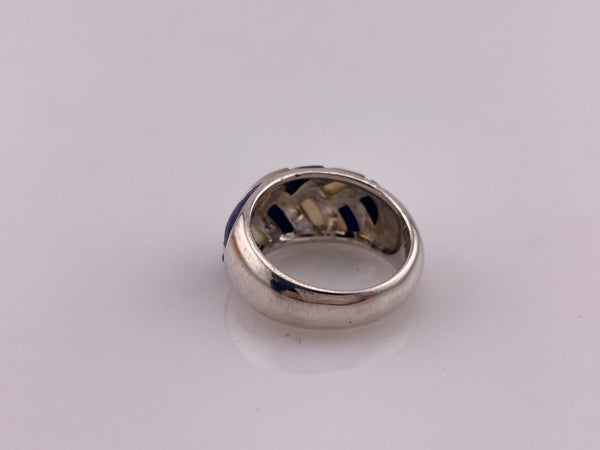 size 6 sterling silver lapis mother of pearl ring