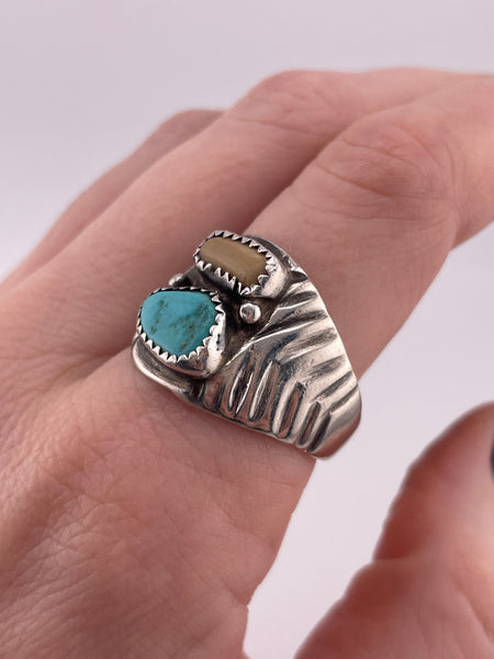 size 11 sterling silver turquoise mother of pearl ring