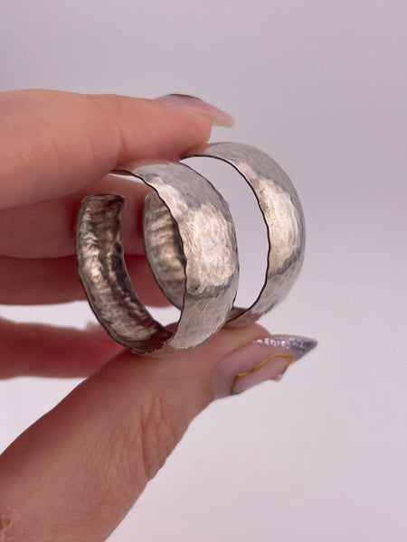 sterling silver hammered textured partial hoop post earrings