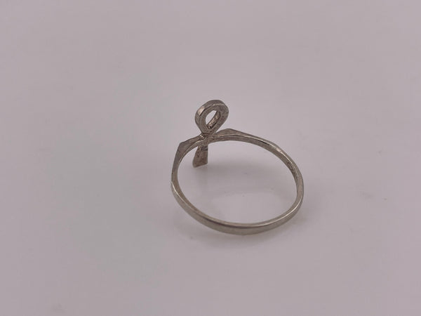 size 7.5 sterling silver etched ankh ring
