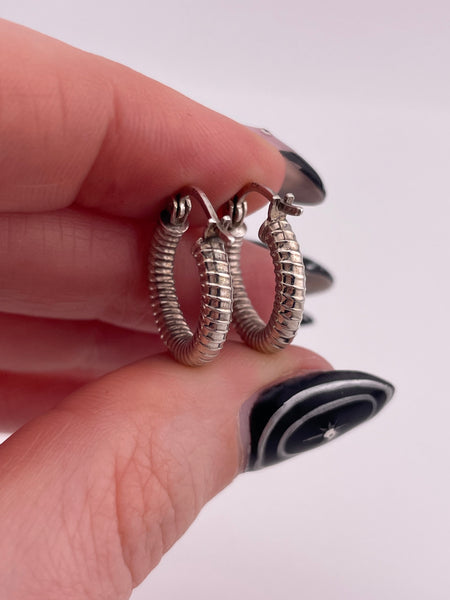 sterling silver 5/8" textured tube hoop earrings