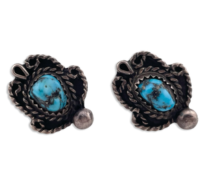 sterling silver turquoise screw-back earrings