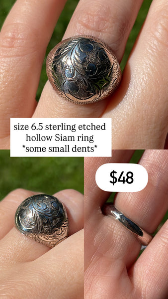 RESERVED PRIVATE LISTING -- sterling silver etched dome ring A40