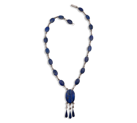 sterling silver lapis dangle necklace