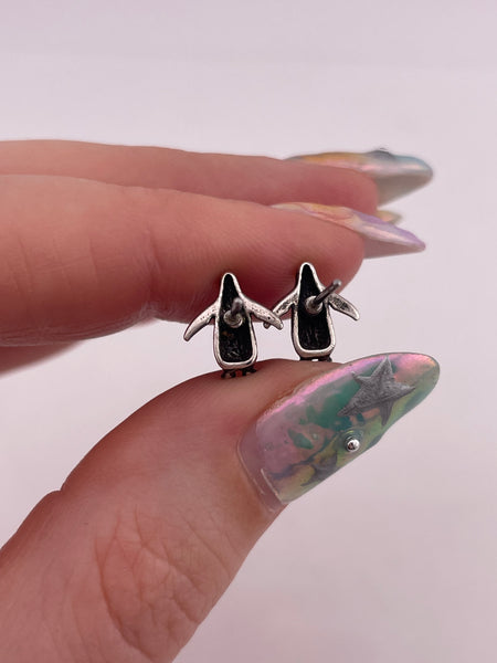 sterling silver penguin post stud earrings ***non-sterling posts***