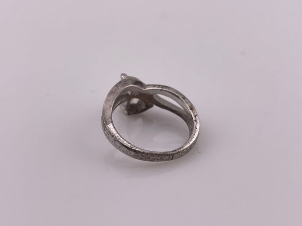 size 6.5 sterling silver rhodium plated rhinestone ring **AS IS**