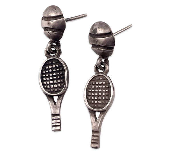sterling silver tennis post dangle earrings