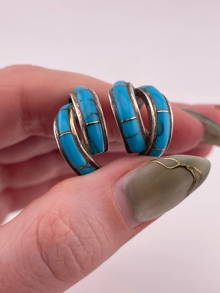 sterling silver synthetic turquoise post earrings
