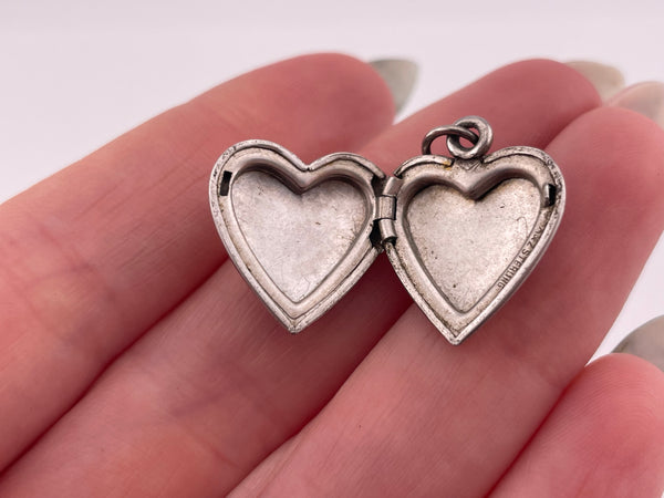 sterling silver etched heart locket pendant