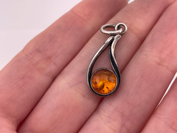 sterling silver amber pendant