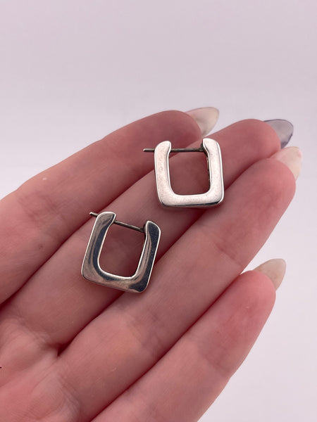 sterling silver square hoop earrings