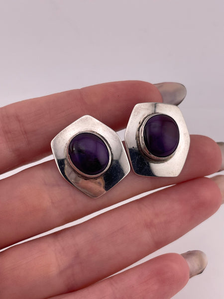sterling silver sugilite post earrings