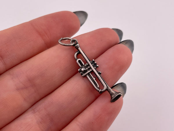 sterling silver trumpet pendant