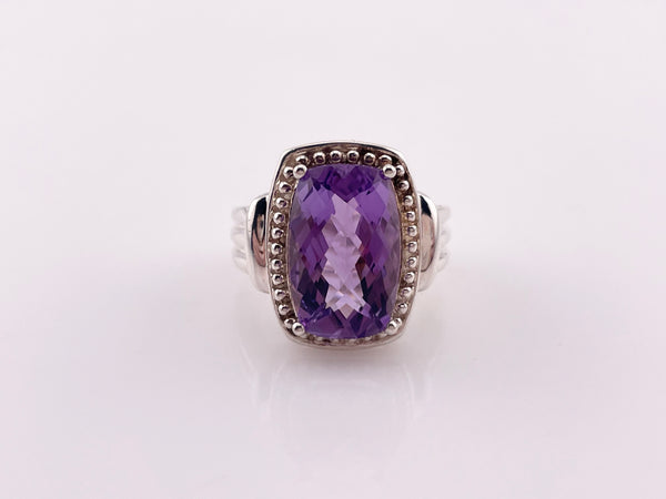 size 8.25 sterling silver faceted amethyst dot design ring